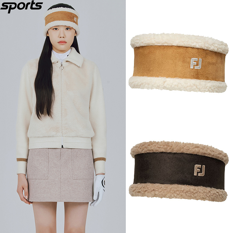 韩国代购FJ高尔夫穿搭24冬羊羔绒ins保暖抗寒运动户外发带发饰女