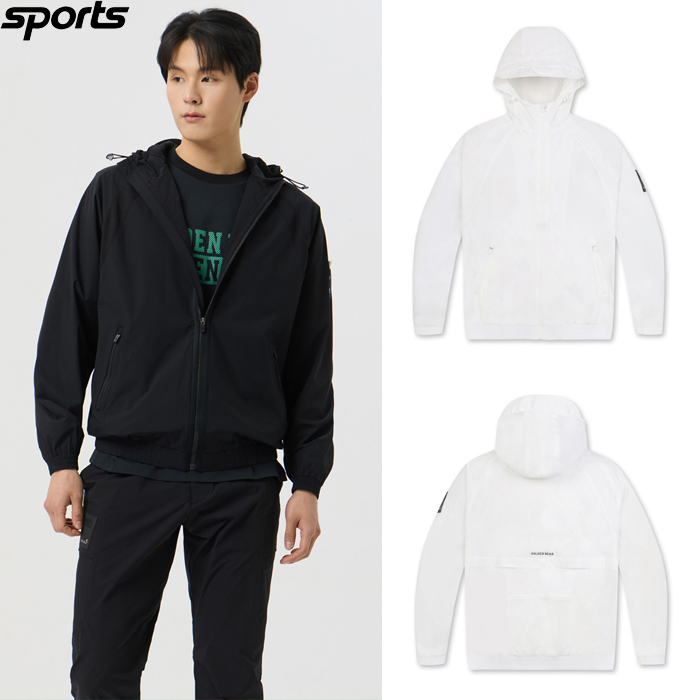 韩国代购GOLDEN BEAR高尔夫球服25春男GOLF纯色孔眼连帽轻薄外套