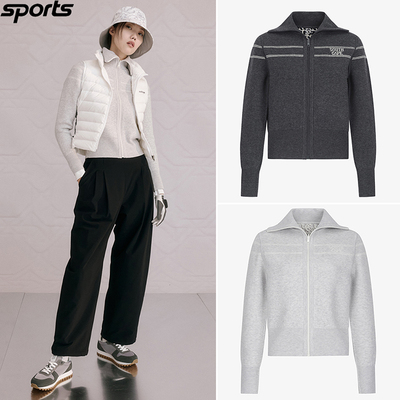 韩国代购southcape高尔夫25秋冬双面大翻领拉链运动毛衣针织衫女