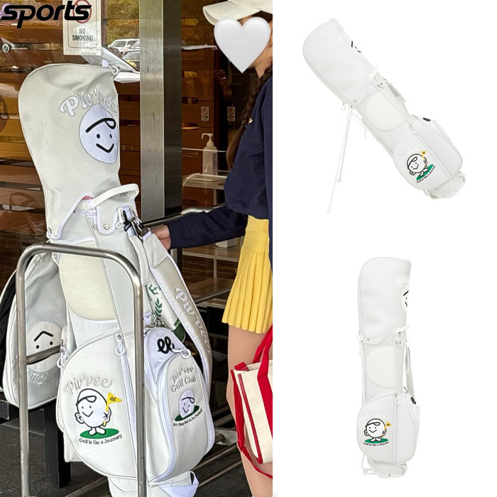 韩国代购Pivvee高尔夫配饰24秋冬男女GOLF银色轻便支架大容量球包