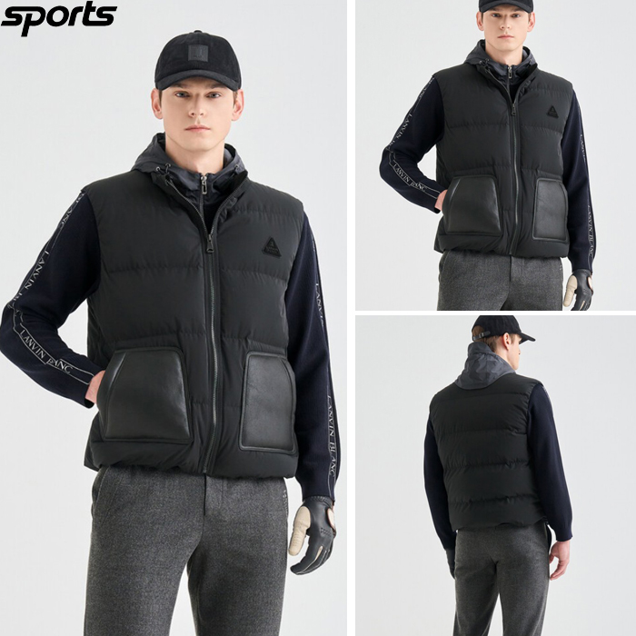 韩国代购lanvin blanc高尔夫球服25秋冬男黑色轻质保暖运动羽绒服