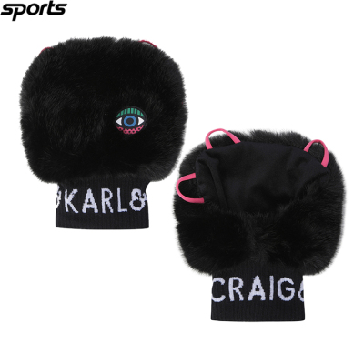 韩国代购CRAIG KARL高尔夫25年冬加厚毛绒保暖运动手盖漏指手套女