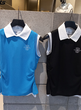 韩国代购southcape高尔夫26春夏撞色翻领无袖透气运动马甲背心女