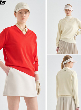 韩国代购lanvin blanc高尔夫球服26春夏女配色V领运动休闲针织衫