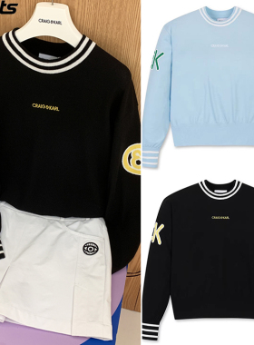 韩国代购CRAIG KARL高尔夫26春圆领宽松透气运动户外长袖针织衫女