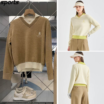 韩国代购lanvin blanc高尔夫球服25秋冬女标志防风保暖V领针织衫
