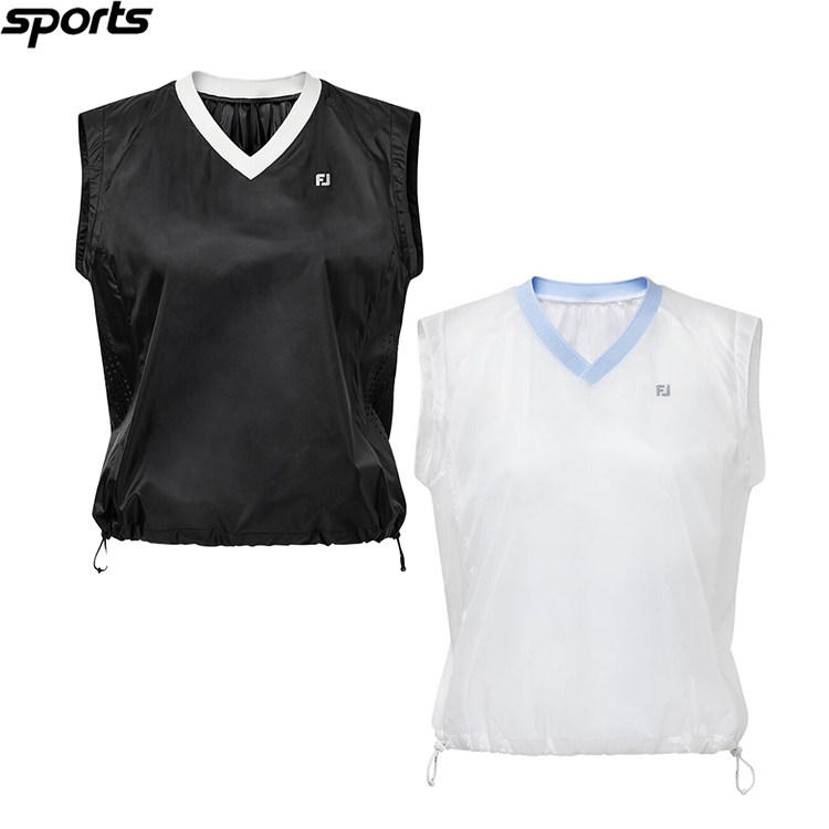 韩国代购FJ高尔夫穿搭26春夏V领抽绳收腰叠穿运动户外马甲背心女