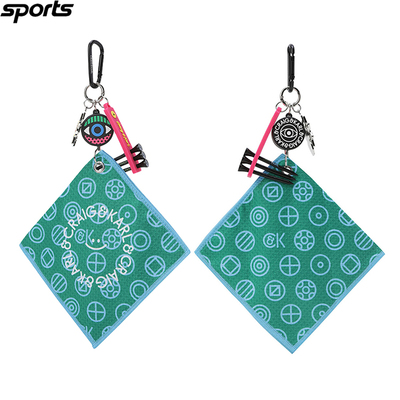 韩国代购CRAIG KARL高尔夫25年ins潮花纹户外马克伸缩挂件擦球巾