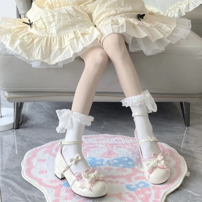 lolita日系甜美低跟平底圆头lo鞋