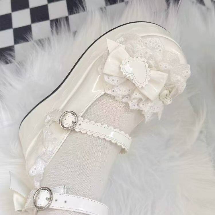 原创lolita鞋可爱蝴蝶结doll日系单鞋蕾丝厚底松糕鞋洛丽塔小皮鞋