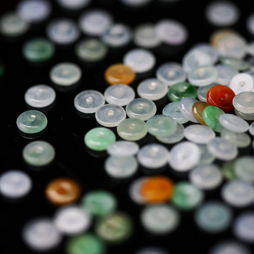 翡翠A货冰种三彩迷你平安扣隔片