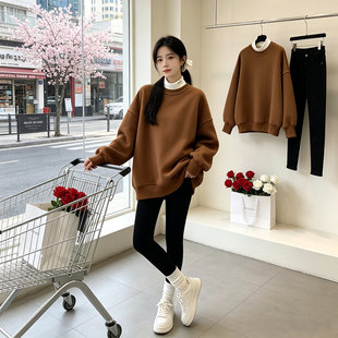 半高领长袖卫衣女2026年秋冬上新韩版宽松显瘦慵懒风中长款上衣潮