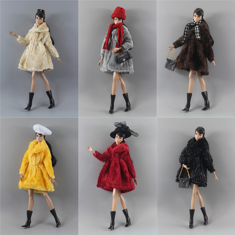 外套皮草毛绒大衣30cm娃娃衣服