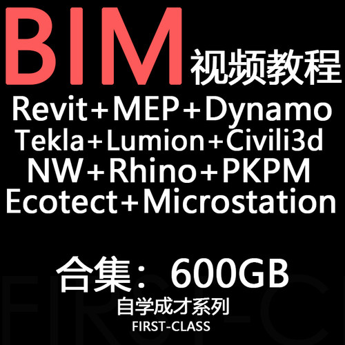 BIM600G自学视频教程Dynamo+PKPM钢结构+Microstation+Revit+MEP