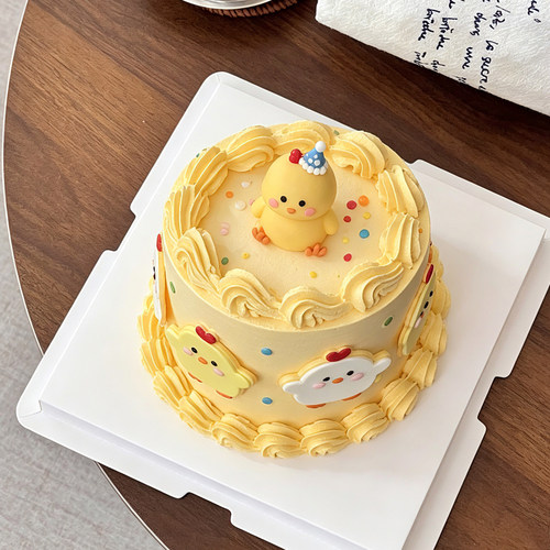 卡通小鸡生日蛋糕装饰摆件节日通用小鸡翻糖切模具甜品台烘焙压模