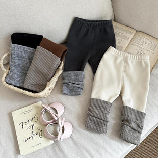 女童打底裤秋冬款新款宝宝加绒加厚堆堆袜裤子冬装儿童外穿长裤冬