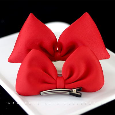 六一儿童节幼儿园宝宝舞台表演演出头饰女童立体红色大蝴蝶结发夹