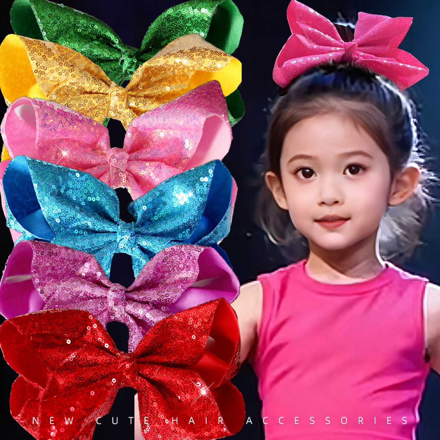 女童蝴蝶结发夹头饰超大夸张儿童舞台演出亮片合唱红歌啦啦队头花,童装/婴儿装/亲子装,发饰,淘宝优惠券,粉丝福利购,淘宝优惠卷