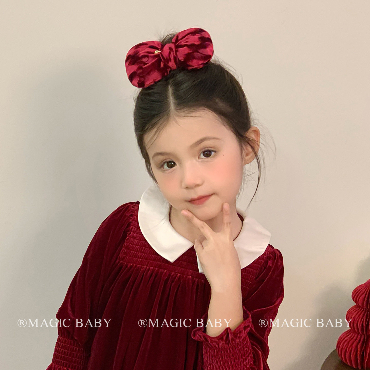 喜庆超大红色海绵蝴蝶结发圈小女孩高级感小香风发绳女童皮筋A07,童装/婴儿装/亲子装,发饰,淘宝优惠券,粉丝福利购,淘宝优惠卷