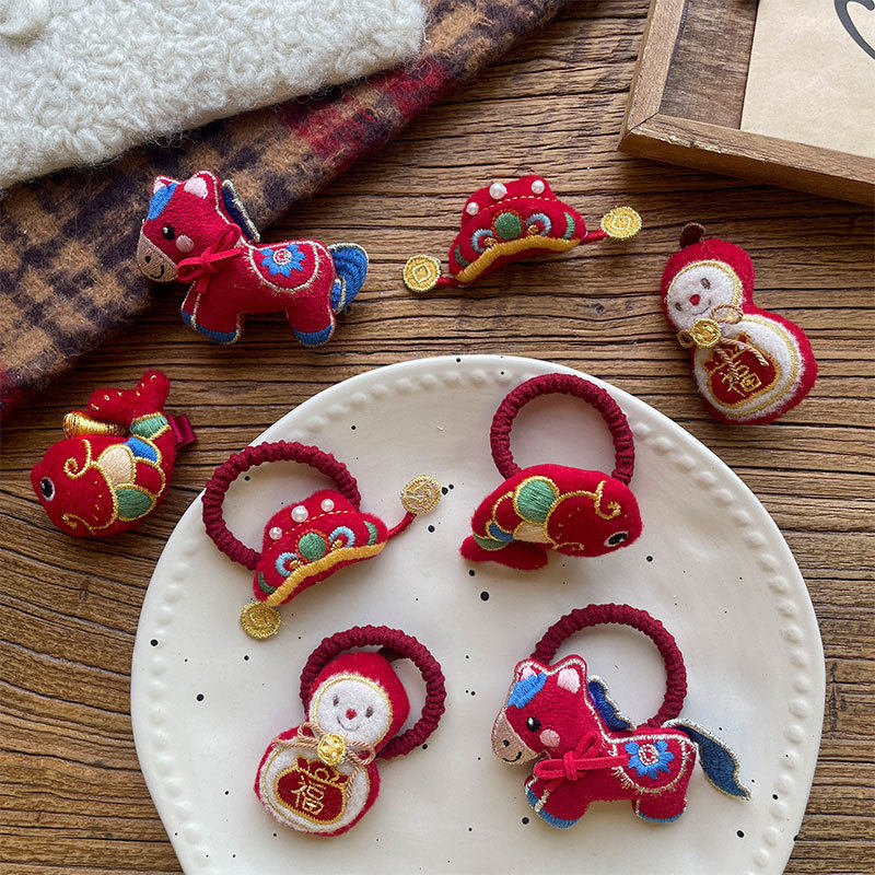 新款韩版红色系新年发饰儿童手工布艺侧边碎发刘海夹高弹力发圈女,童装/婴儿装/亲子装,发饰,淘宝优惠券,粉丝福利购,淘宝优惠卷