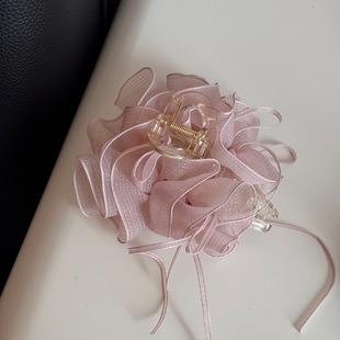 云朵花苞网纱褶皱盘发鲨鱼夹后脑勺时尚 氛围感抓夹高级感发夹A08