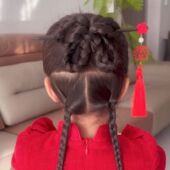 女童新节日过年喜庆红色流苏木簪发叉新中式 气质吊坠步摇发簪A03