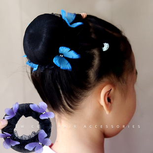 儿童发网舞蹈盘发女童丸子头专用黑色头花网兜小女孩盘头神器