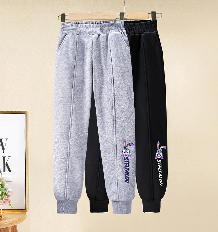 女童裤子春秋冬纯棉运动裤加绒