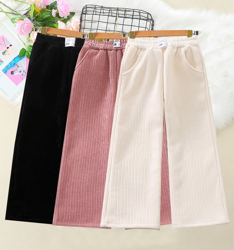 女童加绒裤子秋冬款阔腿裤洋气中大童女孩雪尼尔一体绒直筒休闲裤,童装/婴儿装/亲子装,裤子,淘宝优惠券,粉丝福利购,淘宝优惠卷