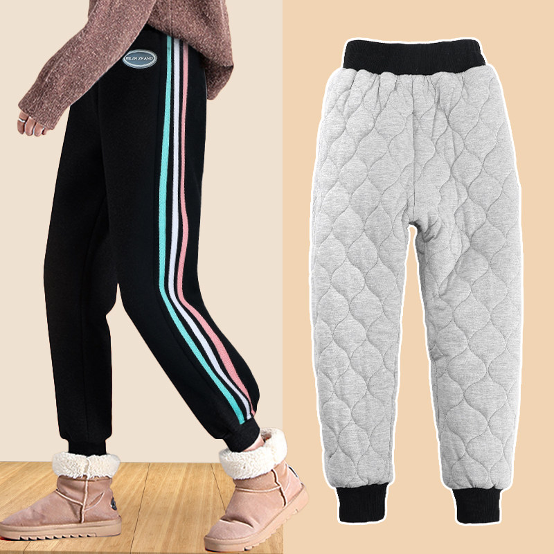 女童棉裤加绒加厚运动裤