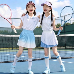 女童速干运动套装儿童夏薄款短袖2026新款羽毛球服女大童冰丝裙裤