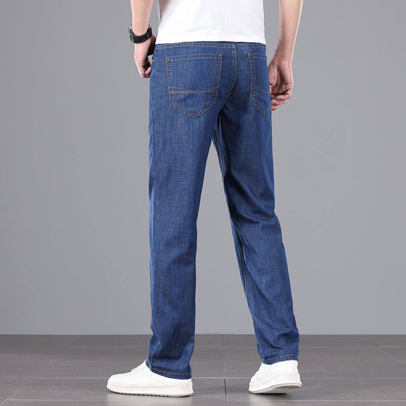 高端冰丝直筒牛仔裤男士夏季薄款2024新款休闲男裤夏天轻薄长裤子