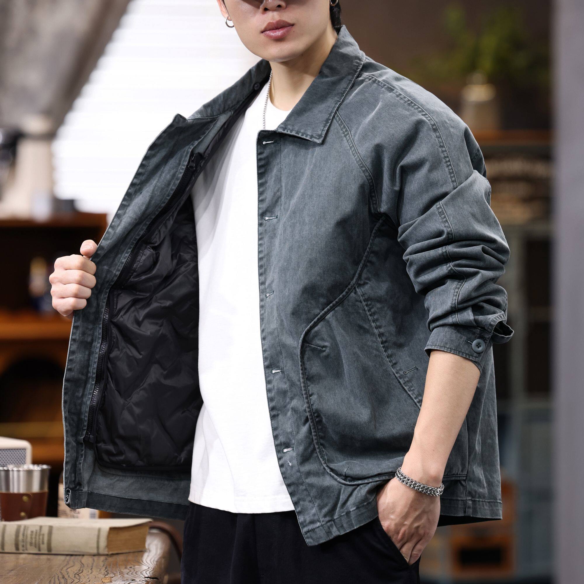 羽绒服男2024冬季衬衣白鸭绒保暖衬衫夹克男士外套可脱卸内胆