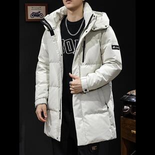 长款鸭绒羽绒服男冬季2024新款加厚保暖连帽男士秋冬款潮外套大码