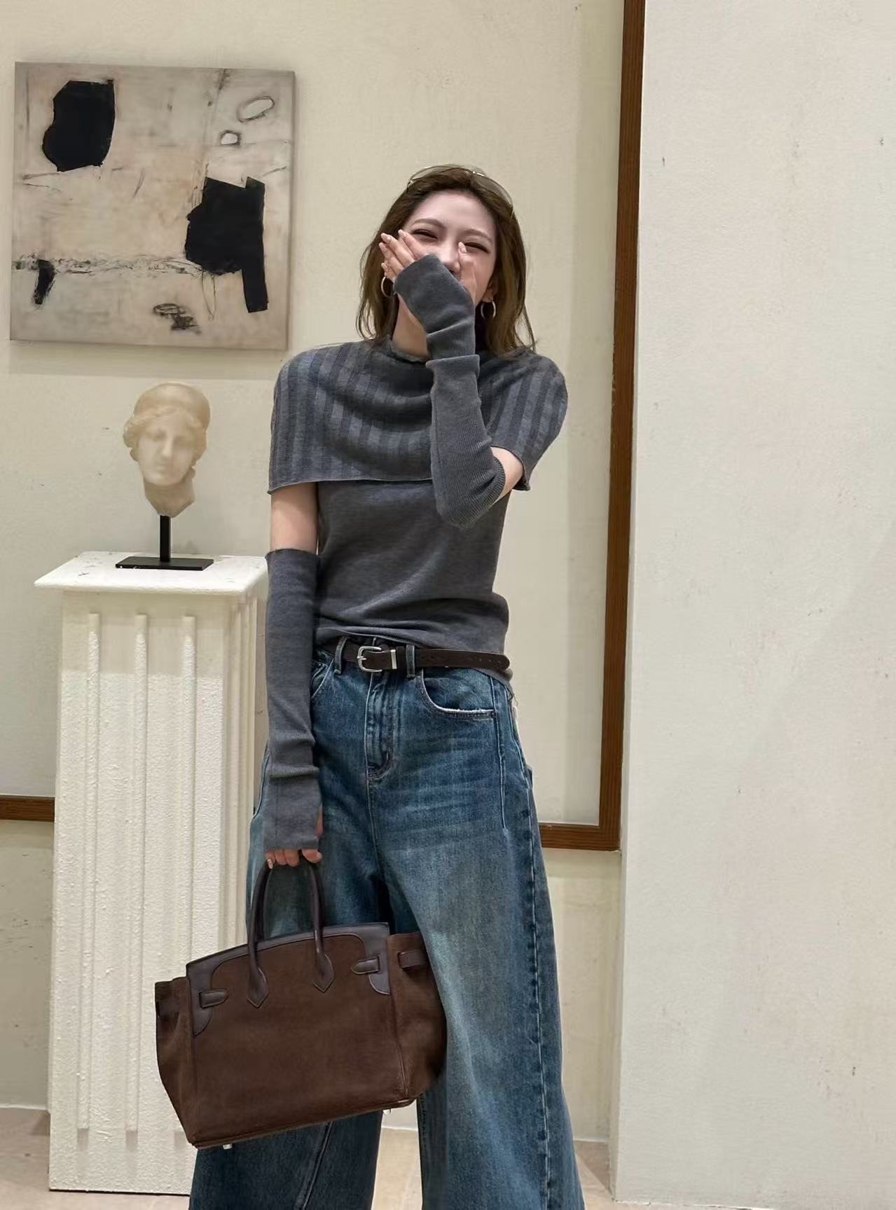 2026秋季气质减龄针织披肩上衣女