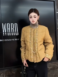 欧洲站2025冬季新款中式国风重工刺绣羽绒服短外套百搭气质上衣女