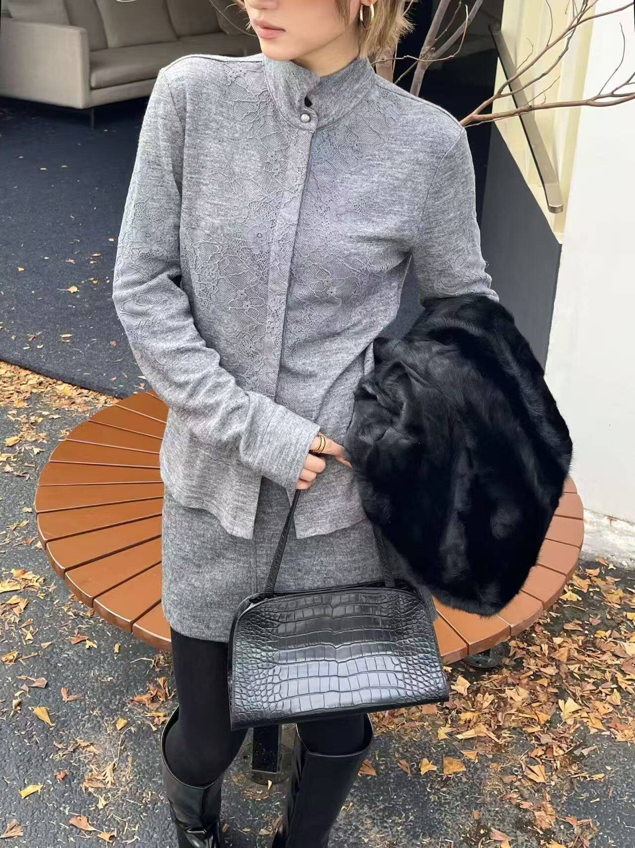 2026冬季气质蕾丝钩花长袖衬衫女