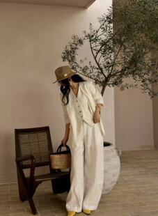 新款 外套马甲背心阔腿裤 V领西装 三件套 .com时尚 欧洲站2026春季