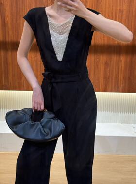 欧洲站2026夏季新款DT.Dong高级感钉钻V领无袖连体裤气质阔腿裤女