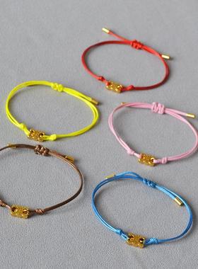 法式优雅ins风简约时尚黄铜镀金凯旋门编织抽拉线绳手链通勤百搭