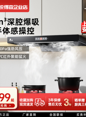 红日家用油烟机顶吸式新款智能体感大吸力不留烟抽烟机TSEU17H