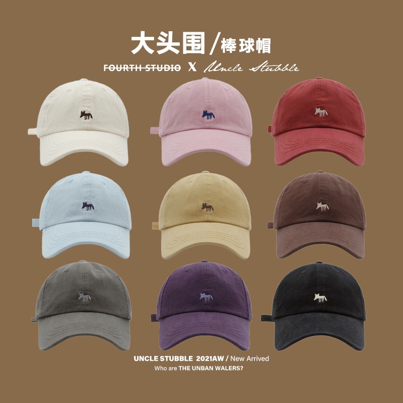韩版新款小狐狸刺绣棒球帽休闲百搭时尚显脸小遮阳防晒情侣鸭舌帽