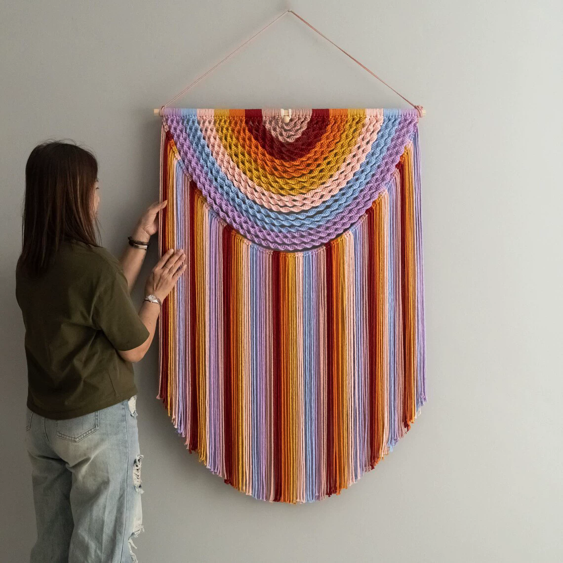 造物森活大流苏彩色挂毯装饰挂件手工编织客厅卧室背景墙挂饰壁毯,居家布艺,挂毯/壁毯,淘宝优惠券,粉丝福利购,淘宝优惠卷