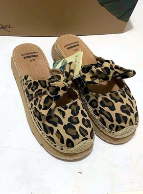 专柜玛丽正品女鞋夏季新款一脚蹬休闲豹纹凉拖平底包头凉鞋52125W