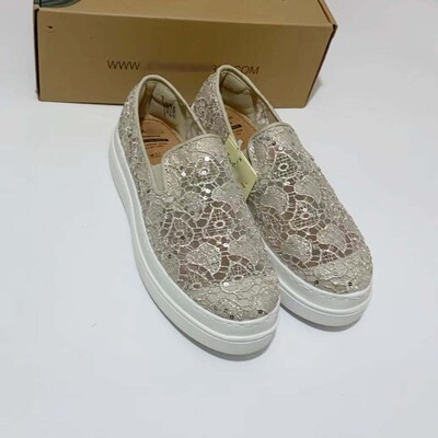 专柜玛丽正品女鞋23夏新蕾丝镂空厚底一脚蹬帆布鞋乐福布鞋83501W