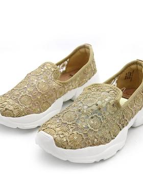 专柜玛丽正品21春季夏款一脚蹬厚底休闲渔夫鞋蕾丝镂空女鞋76136W