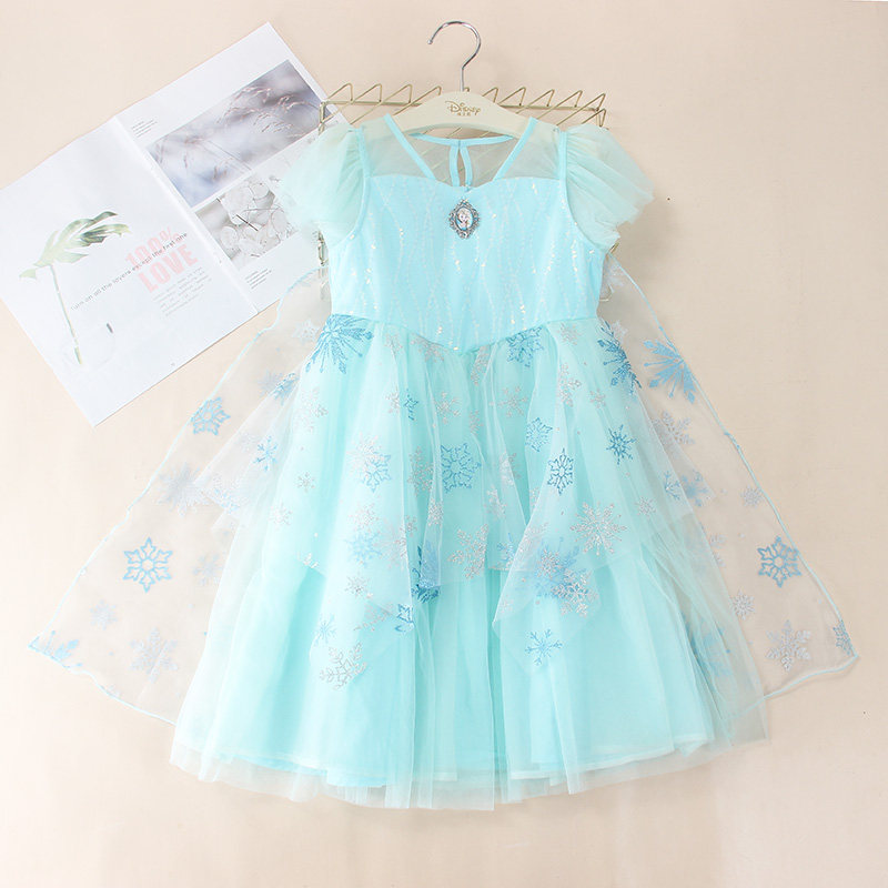 专柜迪士尼冰雪奇缘女童夏季礼服小公主裙cosplay连衣裙生日礼物