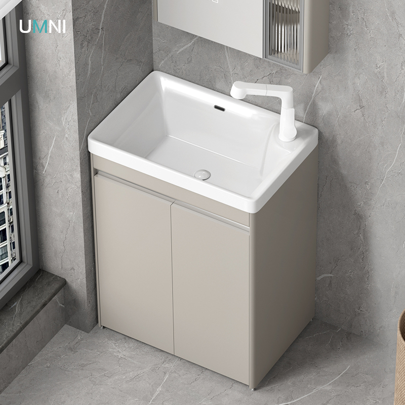 蜂窝铝加深陶瓷一体盆落地卫浴柜