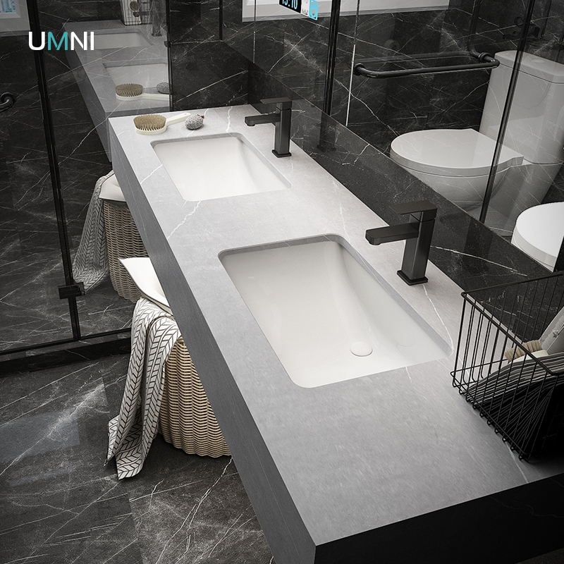 岩板台面一体洗手盆卫生间墙式