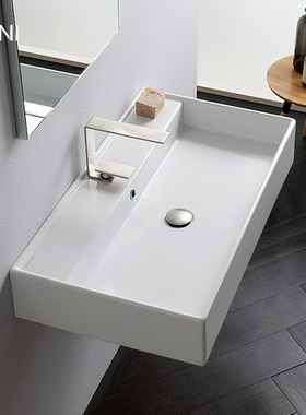 陶瓷台上盆简易一体悬空洗手盆阳台挂墙式大台盆单盆洗漱壁挂脸盆